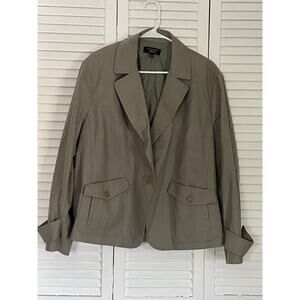 Talbots Women’s Blazer Size 22WP Linen Blend Beige Olive Blazer Jacket